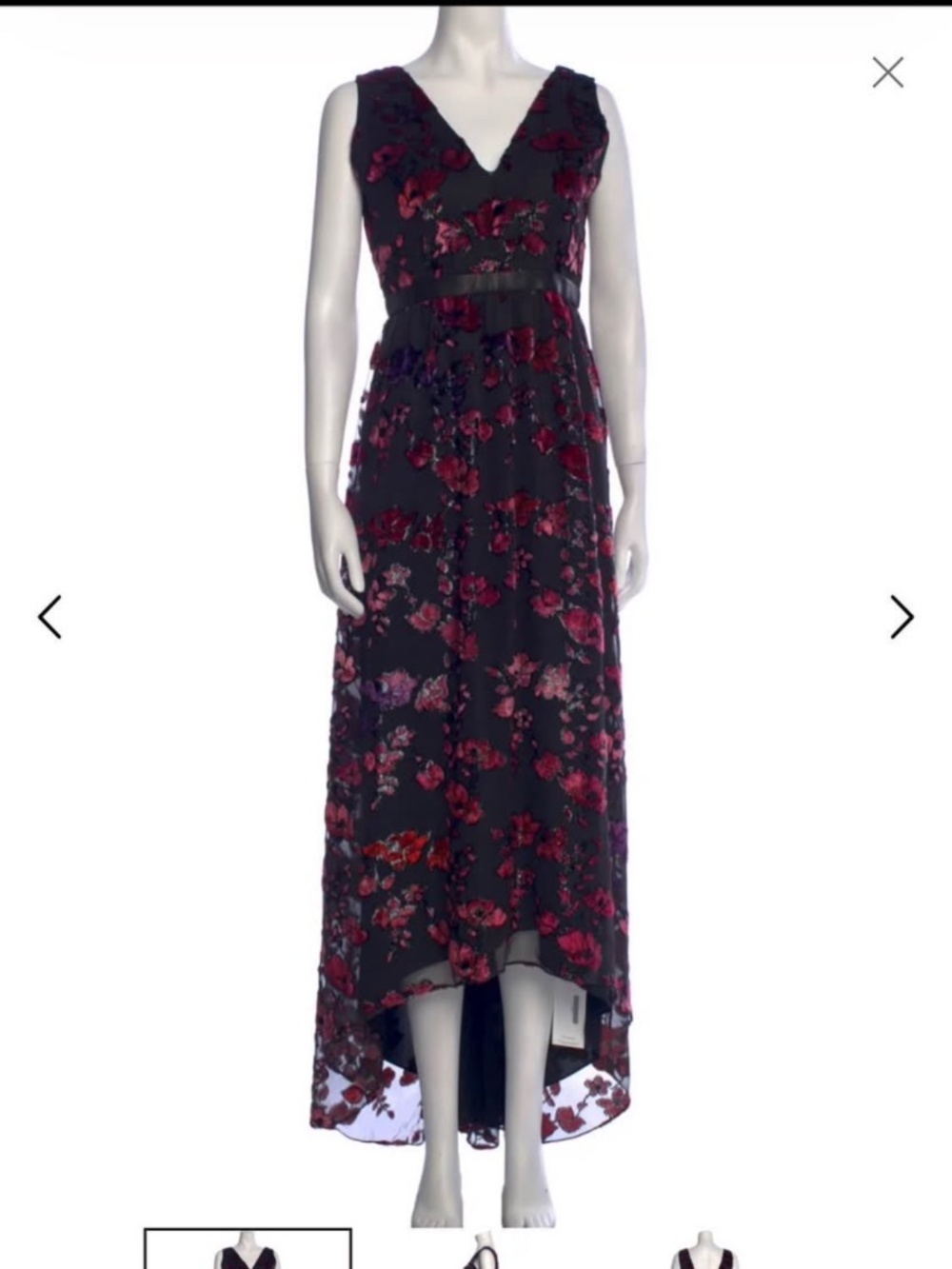 Alice & Olivia midi floral black and pink dress size 6